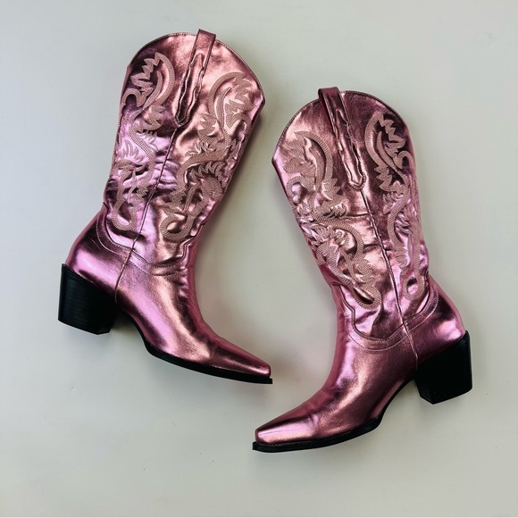 Metallic pink tall Western boot Womens Size 41 Coastal Cowgirl - Picture 9 of 9